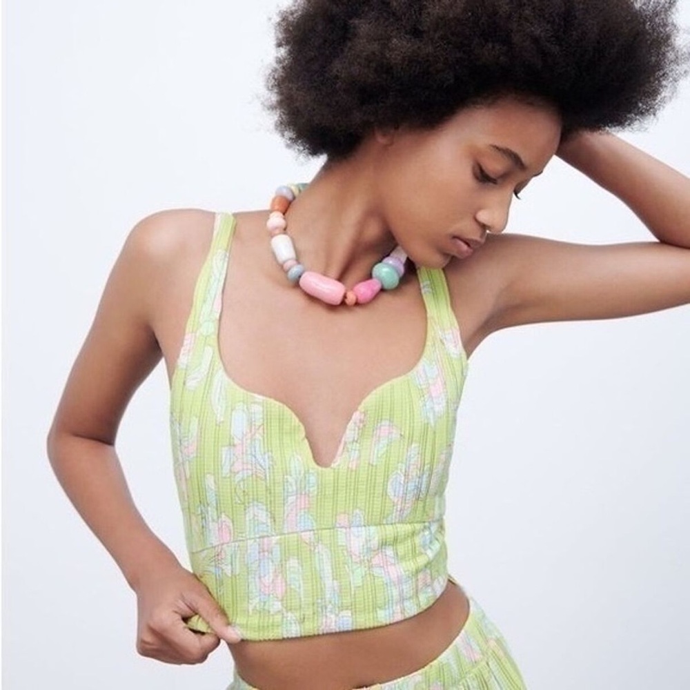 Zara Green Floral Women's Top